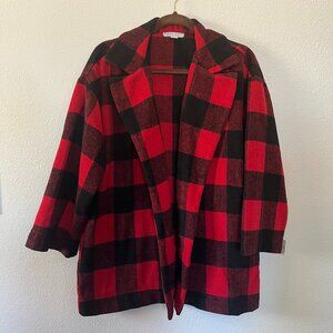 FAVLUX  Red Black Plaid Coat